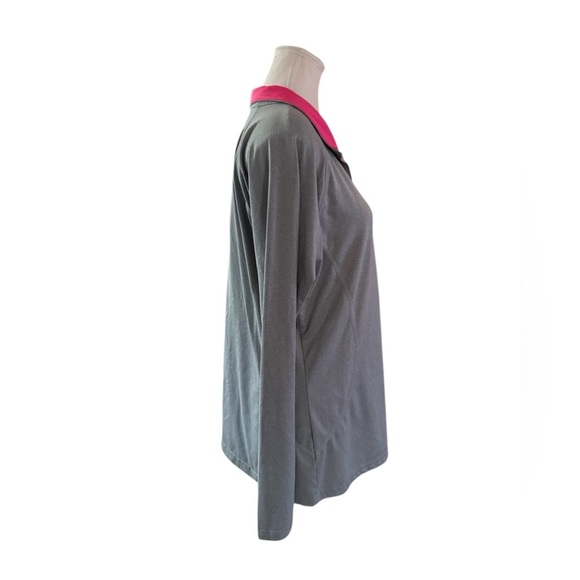 DANSKIN NOW Semifitted Gray Athletic Jacket with Pink Trim, Size XL Athleisure - Picture 3 of 8